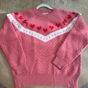 Storia Pink and Red Heart Sweater